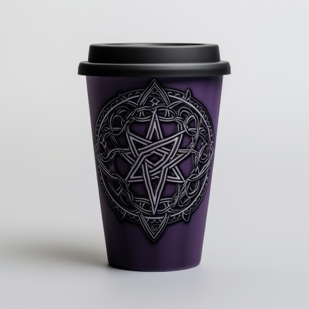 Photo celtic star uk travel mug in purple realistic and gothic design