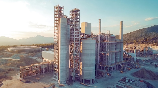 Cement factory with high concrete plant structure