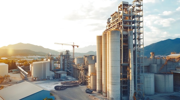 Cement factory with high concrete plant structure