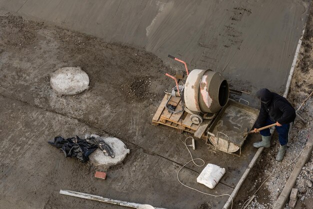 Photo cement mixer at a construction site