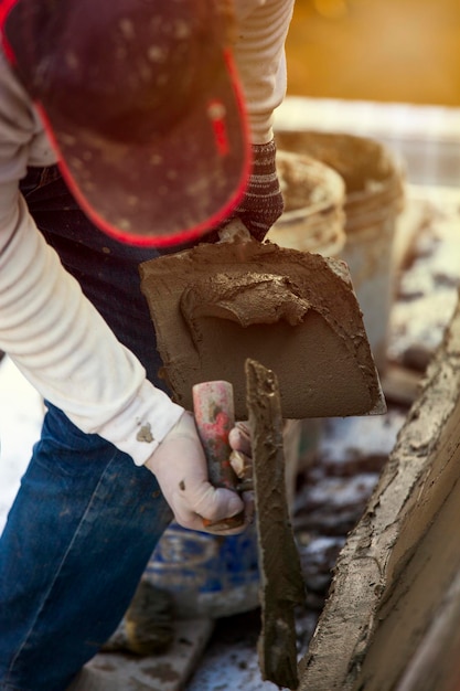 Cement workers are professional repairing mud work projects