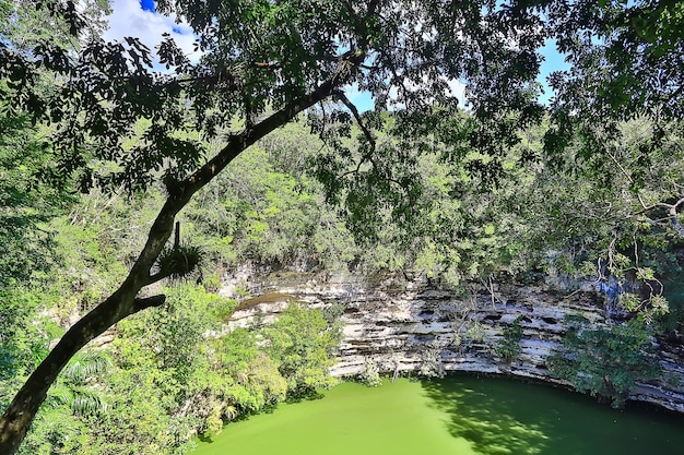 cenote in the ancient city of maya, landscape america maya history