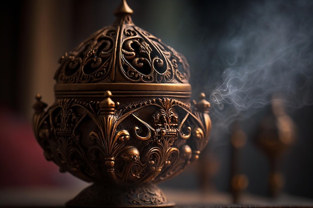 Censer with burning incense in the church Generative AI