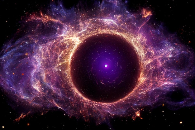 Center of Super Massive Black Hole Swallows Galaxy 3D Visualization Artwork