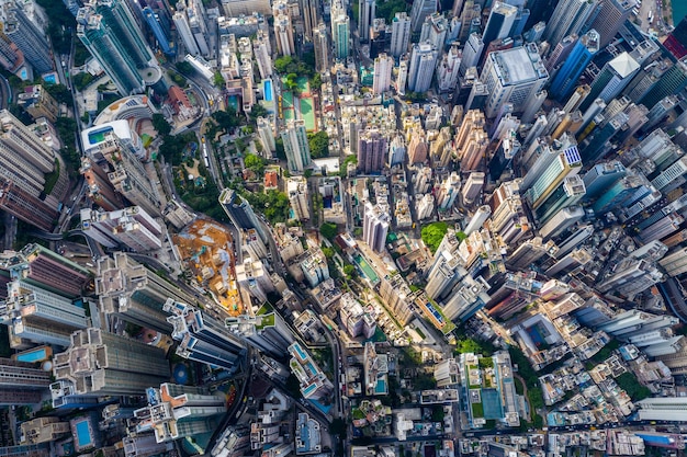 Central, Hong Kong, 30 April 2019: Aerial view of Hong Kong city