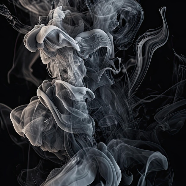 A central mass of white and gray smoke patterns rendered in a digital style