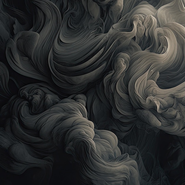 A central mass of white and gray smoke patterns rendered in a digital style