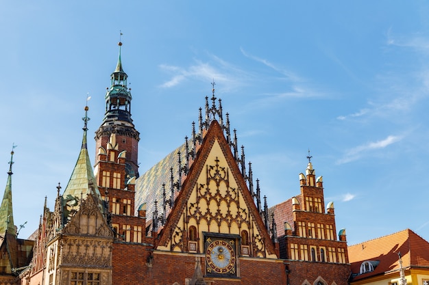 The central square of the city of wroclaw during the fair in summer