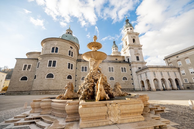 Central square at old town in salzburg austria