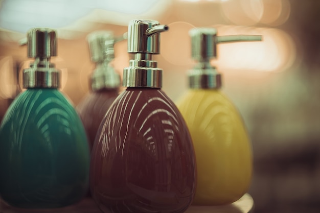 Ceramic bottles for soap  in the store