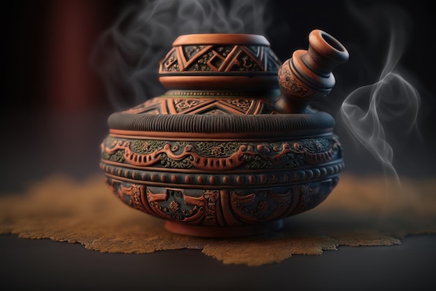 Ceramic bowl full of tobacco for hookah AI Generation