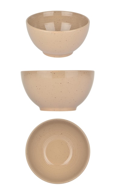 ceramic bowls set isolated on white background