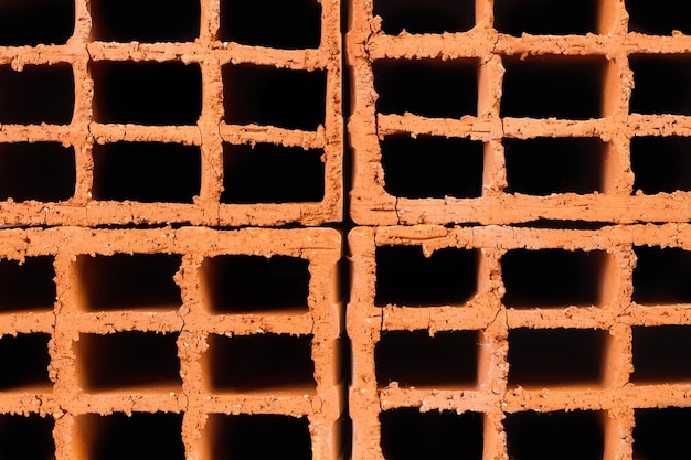 Ceramic bricks in a close up view