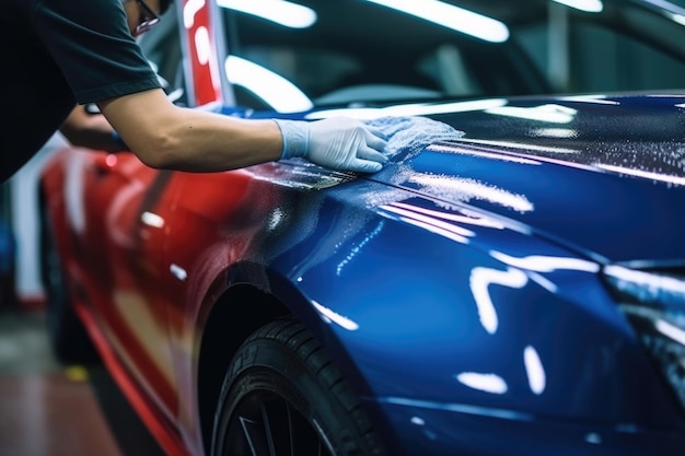 Ceramic coating protects car body from scratches during detailing