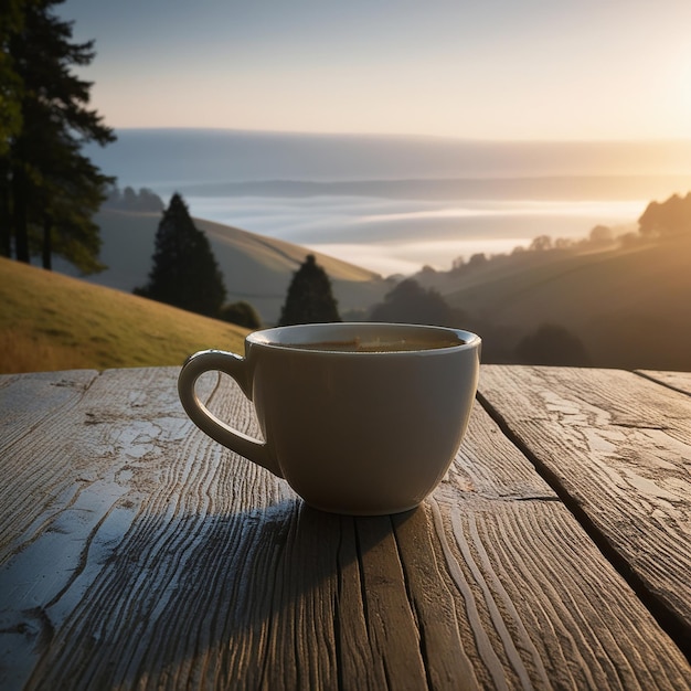 Ceramic coffee cup with a smooth rounded rim and a subtle hint of morning dew