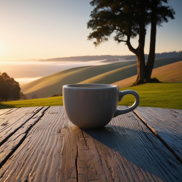 Ceramic coffee cup with a smooth rounded rim and a subtle hint of morning dew