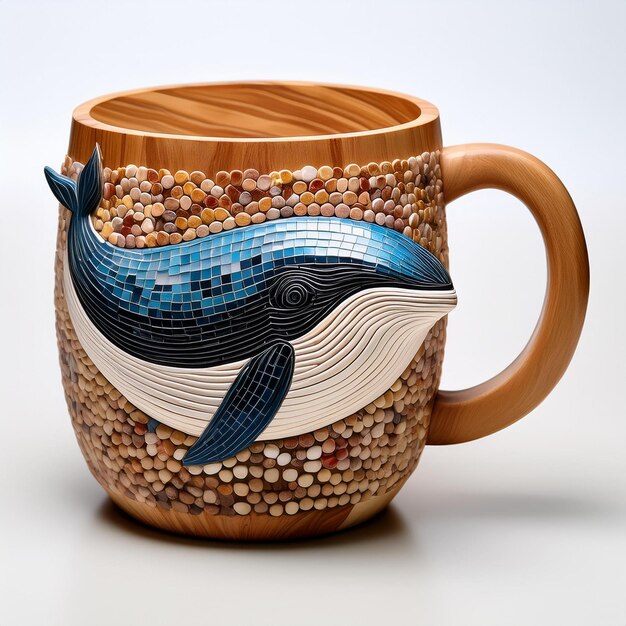 a ceramic coffee mug with a blue whale on the bottom