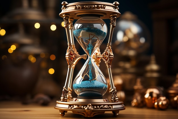 Ceramic hourglass on a dark silver backdrop representing financial value