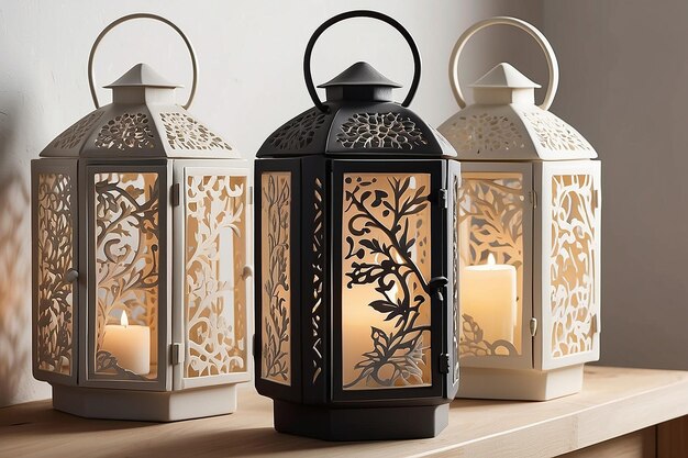 Photo ceramic lantern with cutouts