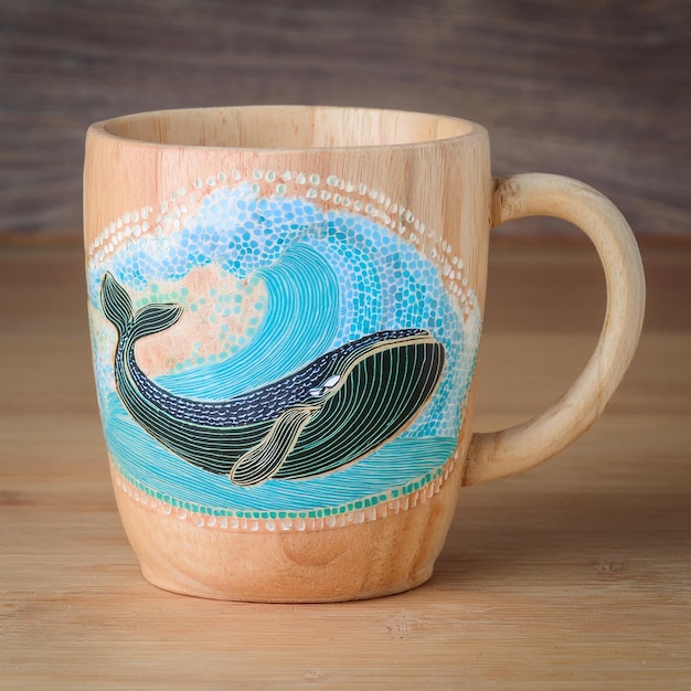 Photo a ceramic mug with a dolphin on it that has a dolphin on it