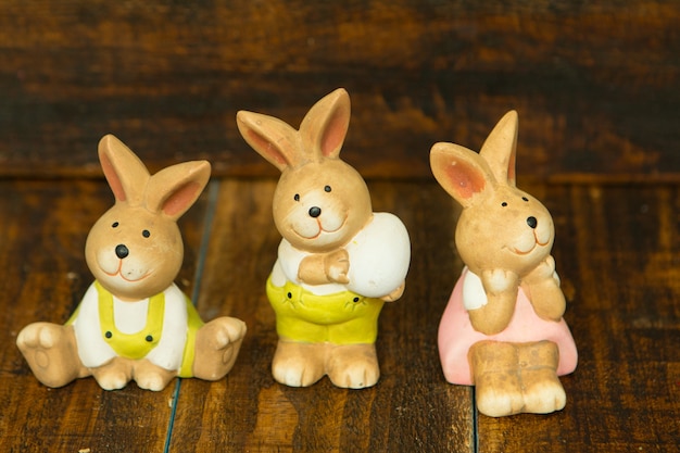 Ceramic rabbits for Easter decoration