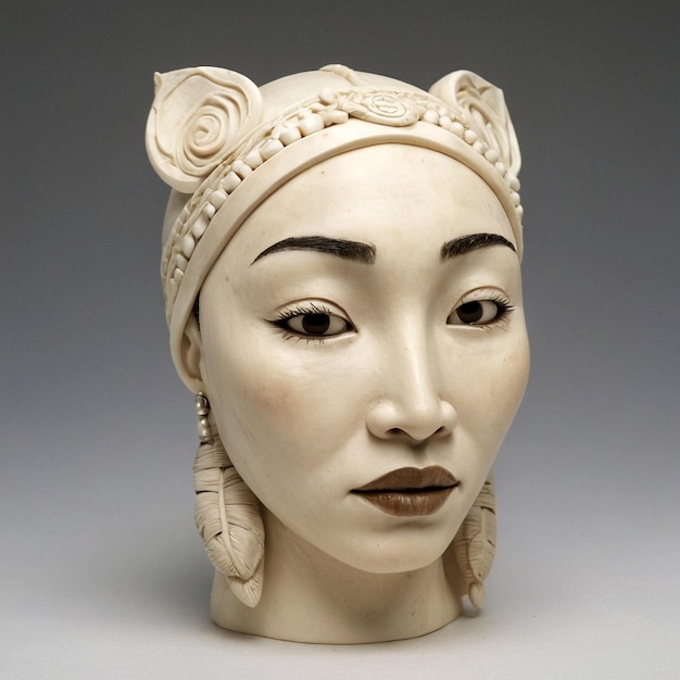 Ceramic sculpture of a woman with a headband