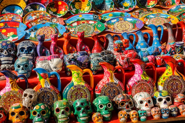 Ceramic souvenirs in the local Mexican market