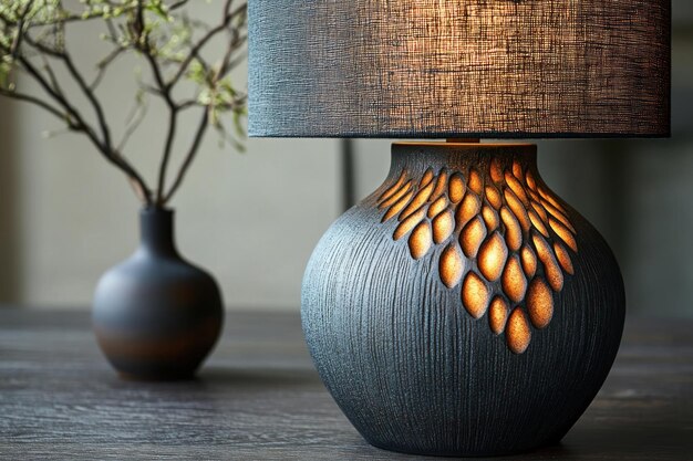 Photo ceramic table lamp with intricate design