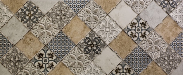 ceramic tile with abstract geometric mosaic pattern for the kitchen