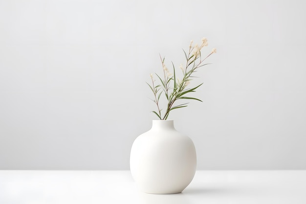 Photo ceramic vase embracing minimalism on a clean white stage