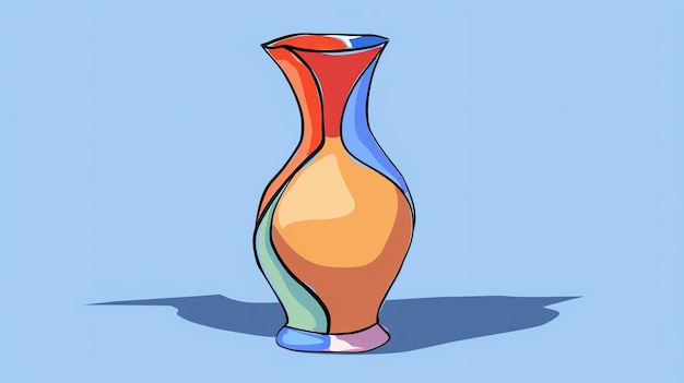 A ceramic vase with a narrow neck and a wide body The vase is decorated with colorful geometric patterns