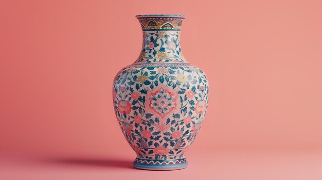 Photo ceramic vase with pattern mockup