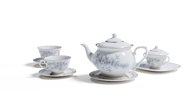 Ceramic vintage tea pot isolated on white background Clipping path included