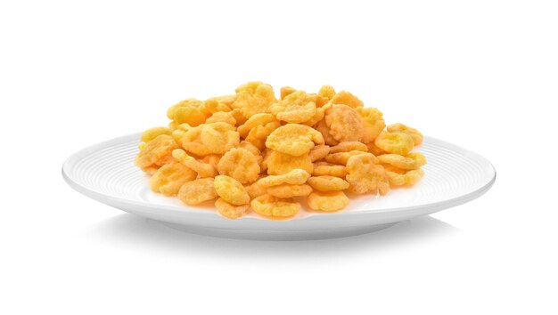 Cereal isolated in white plate on white background