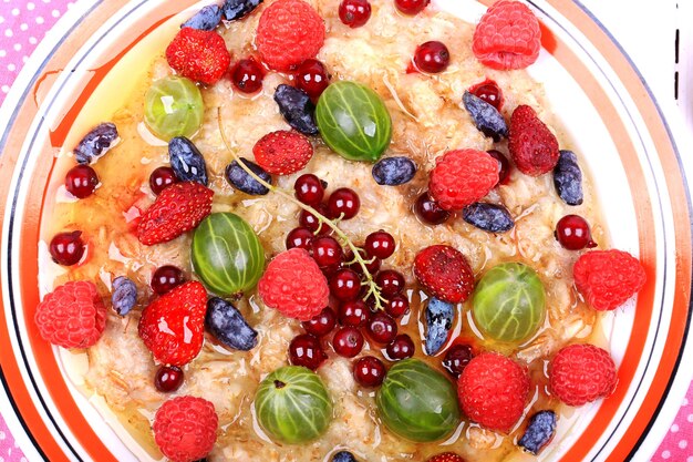 Cereal with fresh berries and honey for a healthy heart useful breakfast