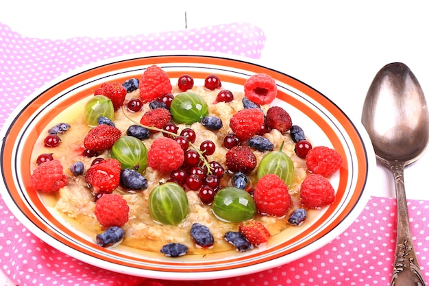 Cereal with fresh berries and honey for a healthy heart useful breakfast