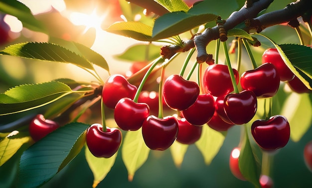 Cerezas Brillantes La Dulzura del Verano