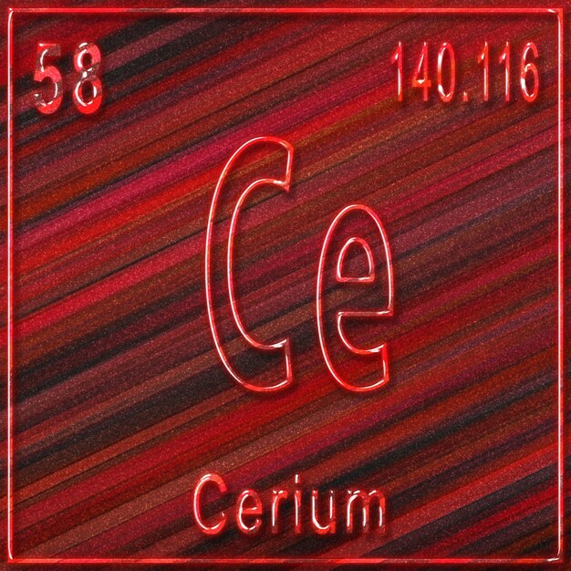 Cerium chemical element, Sign with atomic number and atomic weight, Periodic Table Element