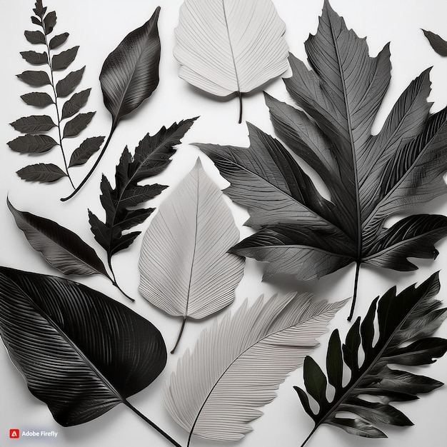 Certainly The image features a collection of black leaf illustrations on a white background showcasing various shapes and vein patterns