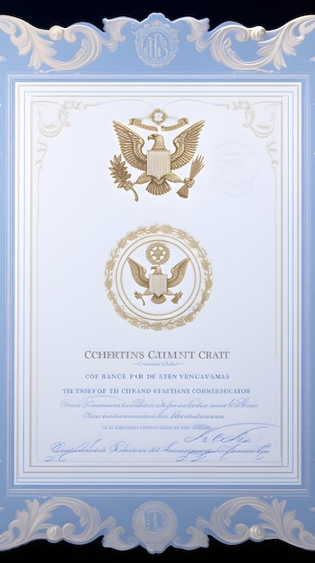 Photo certificate of achievement indicating successful completion and recognition