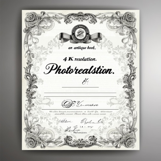 A certificate for a photo of a camera