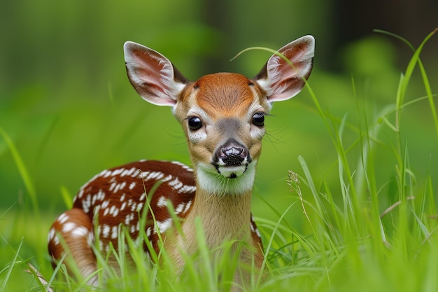 Cervid Wonder Adorable Whitetail Fawn Image Capturing the Essence of Wildlife