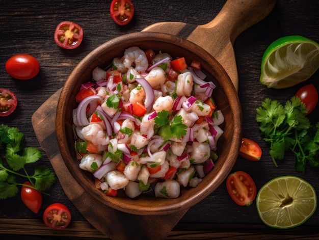 Ceviche in a rustic kitchen Food photography