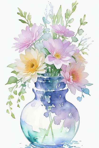 CF 09 _ Beautiful Watercolor flowers Vase Clipart Bundle