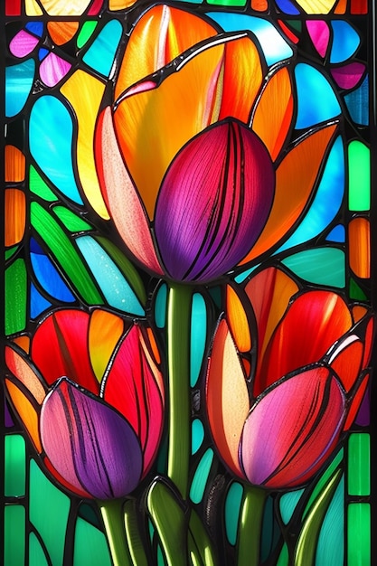 CF 09 _ Stained Colorful Glass floral theme