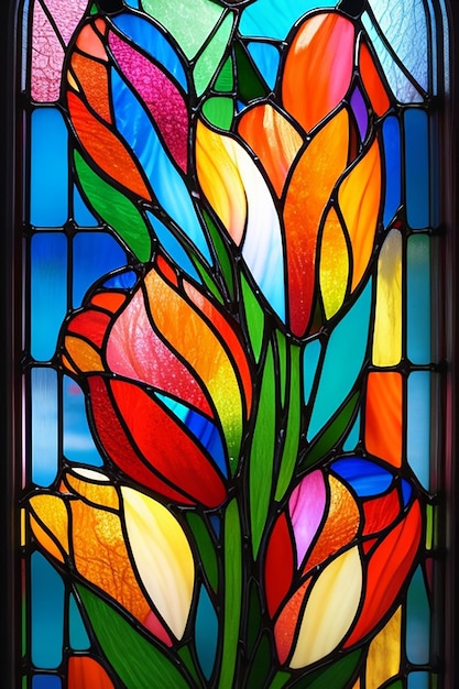 CF 09 _ Stained Colorful Glass floral theme