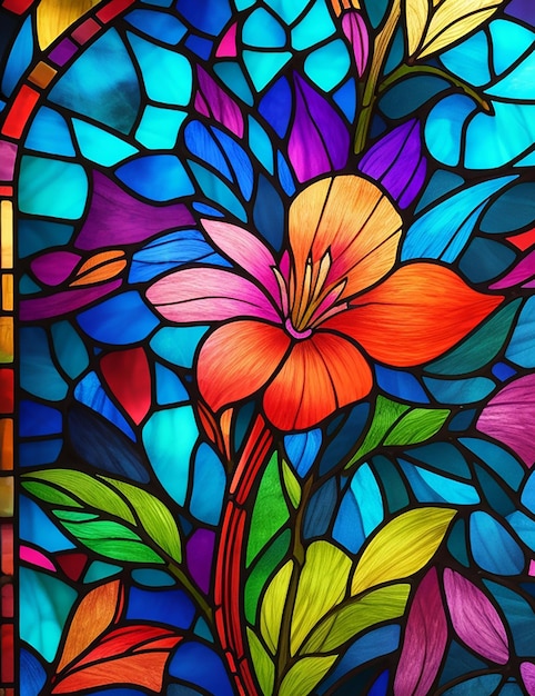 CF 09 _ Stained Colorful Glass floral theme