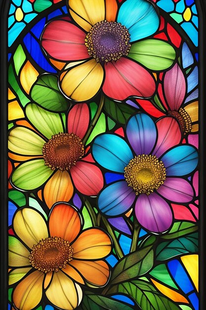 CF 09 _ Stained Colorful Glass floral theme