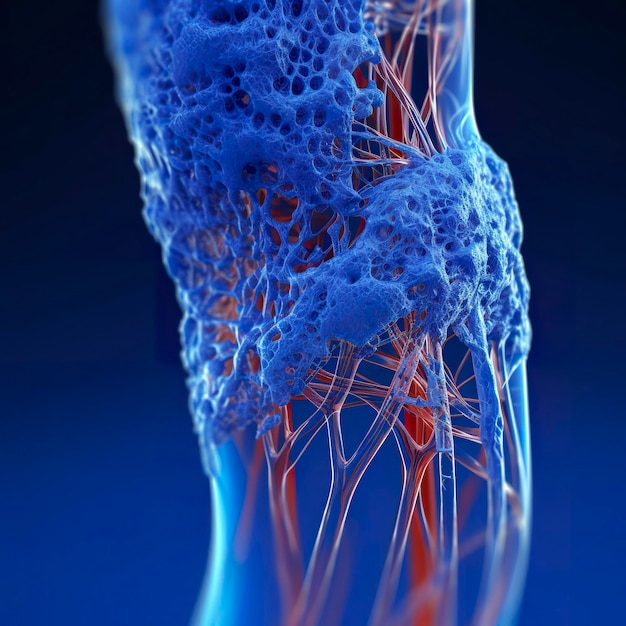 A cgi view of an inflamed joint on blue AI Generative