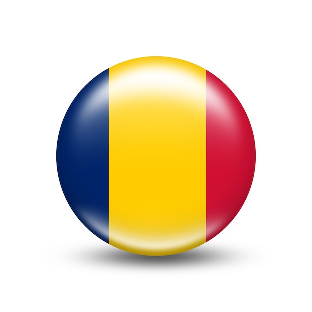 Chad country flag in sphere with white shadow - illustration